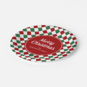 Assiettes En Carton Festive Rouge et Vert Checked Noël (Angle)