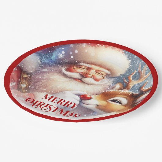 Assiettes En Carton Festive Santa Claus Funny Christmas Kids Paper  (Angle)