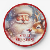 Assiettes En Carton Festive Santa Claus Funny Christmas Kids Paper  (Devant)