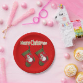 Assiettes En Carton Festive Snowman Noël Stockage Rouge (Fête)