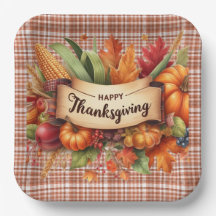 Festive Thanksgiving En vichy plaque papier Carré