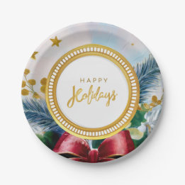 Assiettes En Carton Festive Vacances Botanique Or Étincelle Plaque en 