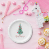 Assiettes En Carton Festive Watercolor Christmas Tree Non Photo (Fête)