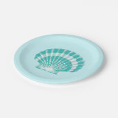 Assiettes En Carton Feston Shell - aqua mol et blanc (Angle)