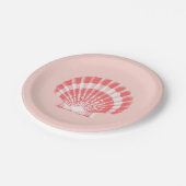 Assiettes En Carton Feston Shell - rose de corail et blanc (Angle)