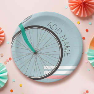 Assiettes En Carton Fête à thème de vélo avec texte personnalisé
