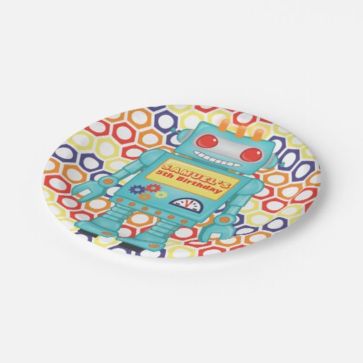 Assiettes En Carton Fête à thème robotique (Angle)