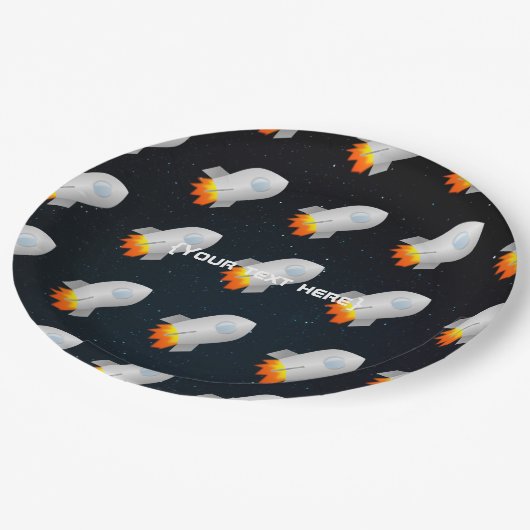 Assiettes En Carton Fête à thème spatial personnalisée (Angle)