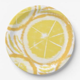 Assiettes En Carton Fête Abstraite Lemon Swirl