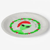 Assiettes En Carton Fête Alien Père Noël Holly Wreath (Angle)