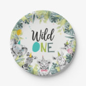 Assiettes En Carton Fête Animaux Safari Wild Un garçon Fête d'annivers (Devant)