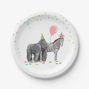 Assiettes En Carton Fête Animaux Safari Zoo Party Fille sauvage Anniv