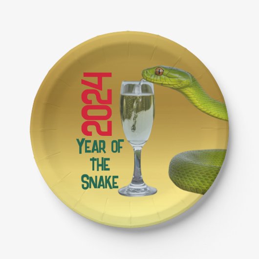 Assiettes En Carton Fête Année du serpent Nouvel An chinois (Devant)