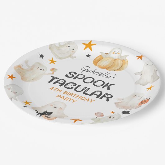 Assiettes En Carton Fête Anniversaire de enfant Spooktacular Ghosts (Angle)