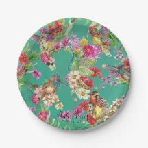 Fête aquarelle de fleurs tropicales et de colibris