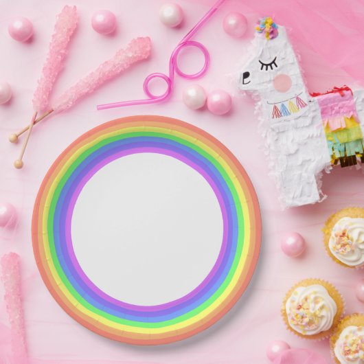 Assiettes En Carton Fête Arc-en-ciel Pastel (Fête)