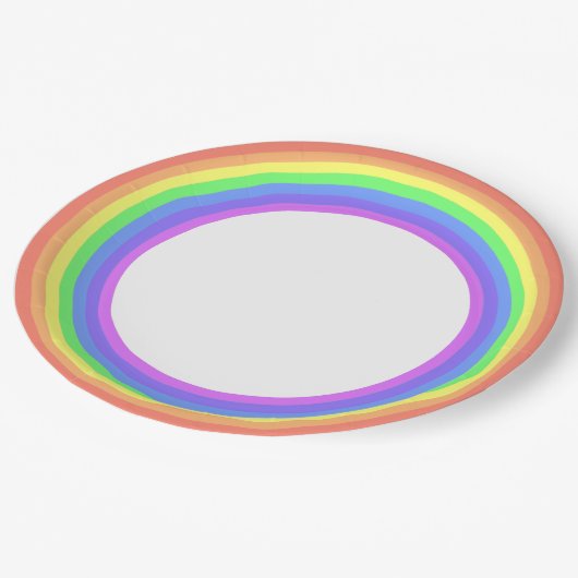 Assiettes En Carton Fête Arc-en-ciel Pastel (Angle)