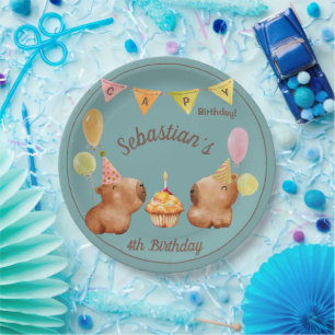 Assiettes En Carton Fête avec le Capybara