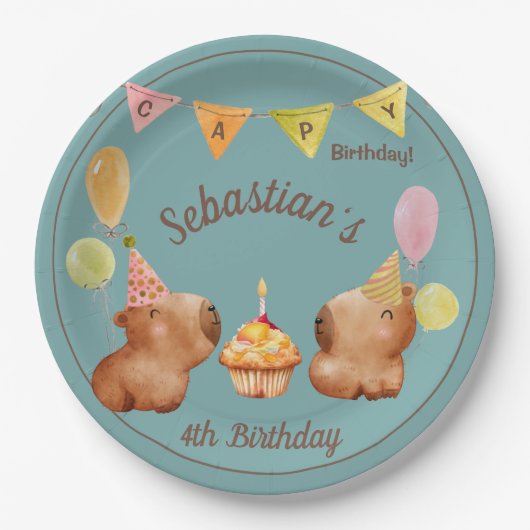 Assiettes En Carton Fête avec le Capybara (Devant)