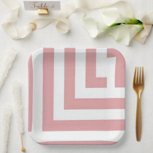 Assiettes En Carton Fête avec motif géométrique rose
