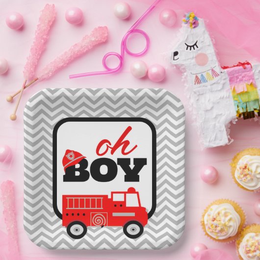 Assiettes En Carton Fête Baby shower de garçon de camion (Fête)