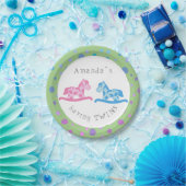 Assiettes En Carton Fête Baby shower Twins Cheval Rocking (Fête)