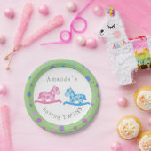 Assiettes En Carton Fête Baby shower Twins Cheval Rocking (Fête)