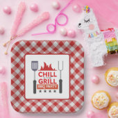 Assiettes En Carton Fête barbecue sur le grill frais mignon (Fête)