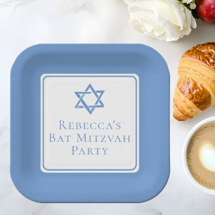 Assiettes En Carton Fête bat mitzvah lumière étoile bleue de David