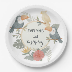 Assiettes En Carton Fête Bohème 1er Anniversaire Toucan de la Jungle B