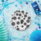 Assiettes En Carton Fête Bulles Noir Blanc Moderne à pois (Fête)