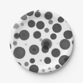 Assiettes En Carton Fête Bulles Noir Blanc Moderne à pois (Devant)