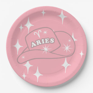 Assiettes En Carton Fête Casquette de la fille rose Zodiac