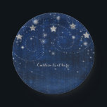 Assiettes En Carton Fête céleste étoilée bleu clair et argent<br><div class="desc">Assiettes de fête céleste étoilée bleu clair et argent. Personnalisez avec n'importe quel texte. Articles assortis disponibles.</div>