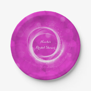 Assiettes En Carton Fête Cendrillon scintillement rose et blanc pour t
