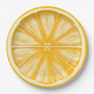 Assiettes En Carton Fête Citron Tranche d'Orange Palm Beach