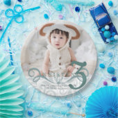 Assiettes En Carton Fête classique turquoise photo d'anniversaire (Fête)