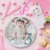 Assiettes En Carton Fête classique turquoise photo d'anniversaire (Fête)