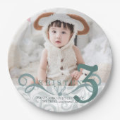 Assiettes En Carton Fête classique turquoise photo d'anniversaire (Devant)