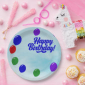 Assiettes En Carton Fête colorée Joyeux anniversaire avec ballons (Fête)