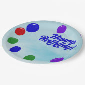 Assiettes En Carton Fête colorée Joyeux anniversaire avec ballons (Angle)