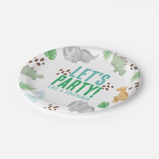 Assiettes En Carton Fête comme dinosaure, dinosaure anniversaire Plaqu (Angle)