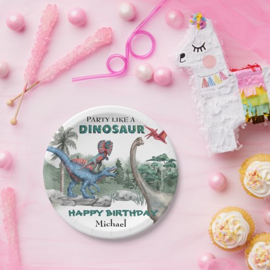 Assiettes En Carton Fête comme un Dinosaure Anniversaire (Fête)