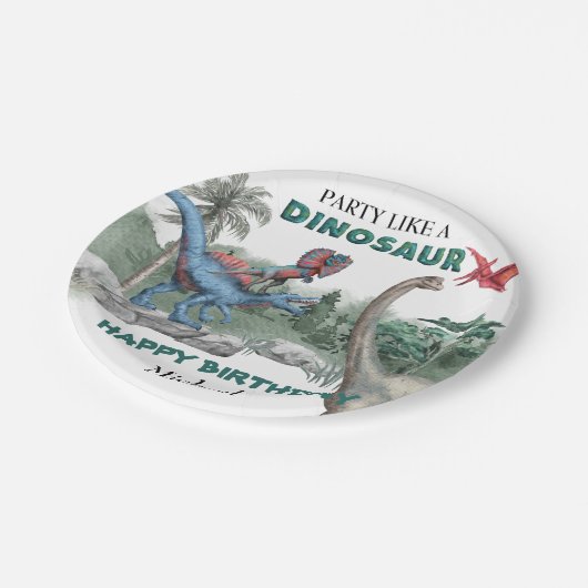 Assiettes En Carton Fête comme un Dinosaure Anniversaire (Angle)