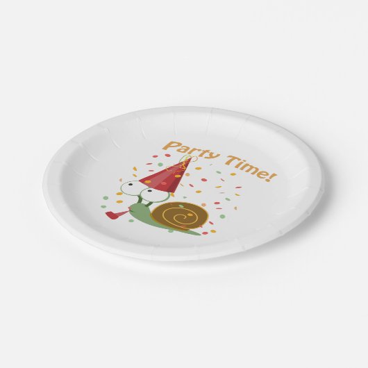 Assiettes En Carton Fête Confetti Heure ! Escargot (Angle)