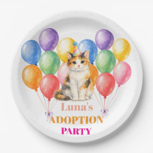 Assiettes En Carton Fête d'adoption Jour de surprise Chat calico Anima