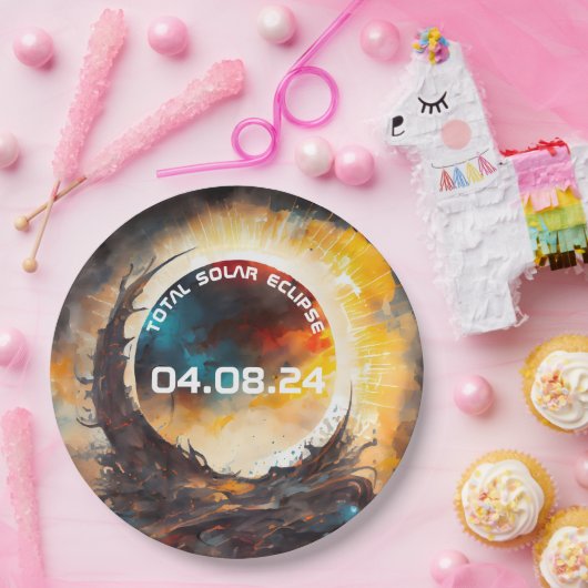 Assiettes En Carton Fête d'affichage Éclipse solaire (Fête)