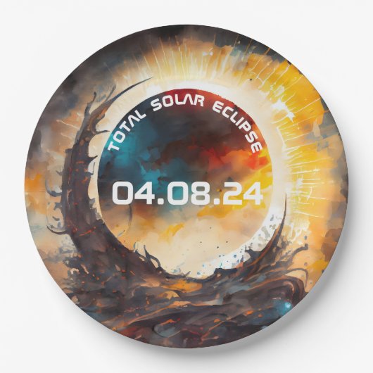 Assiettes En Carton Fête d'affichage Éclipse solaire (Devant)