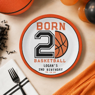Assiettes En Carton Fête d'anniversaire 2 ans de Basketball Born 2 Bal