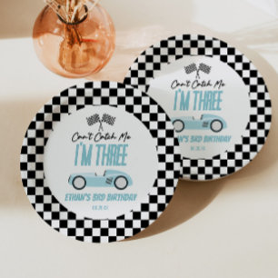 Assiettes En Carton Fête d'anniversaire 3 ans Can't Catch Me Blue Race